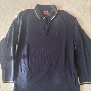 Navy Polo Shirt with Yellow Accents